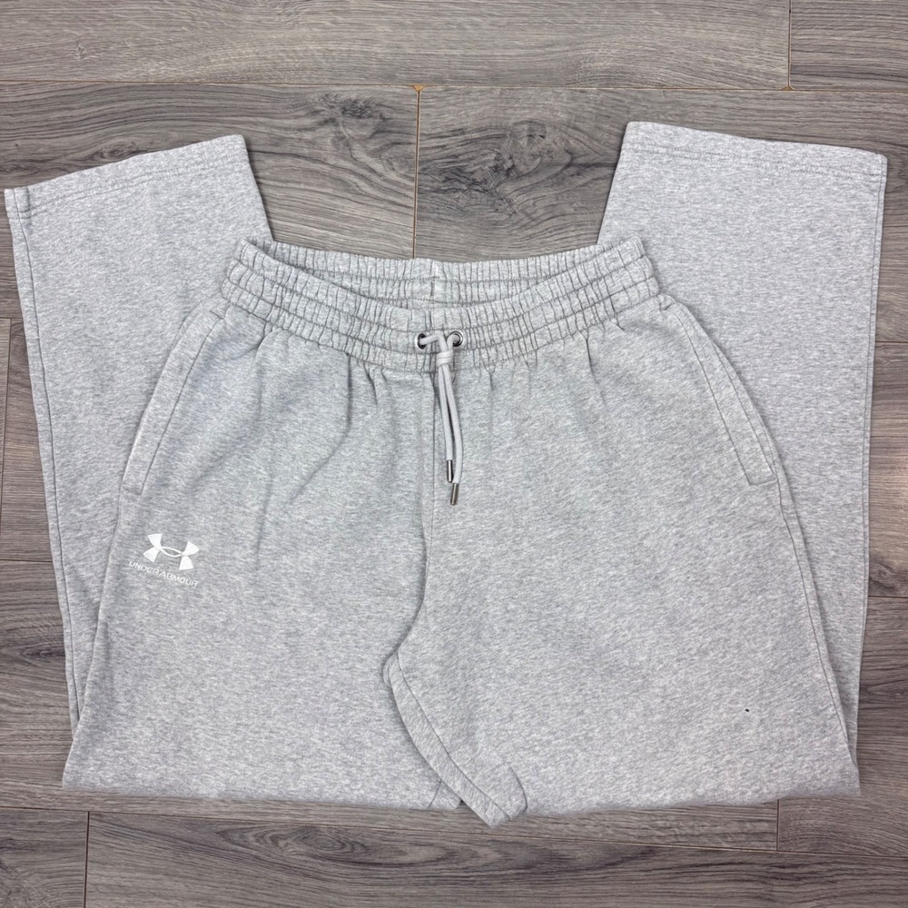 Under Armour Mens Rival Fleece Straight Leg Sweatpants Heather Gray Large